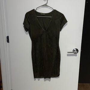 Brat Star Green Velvet Body Con Dress